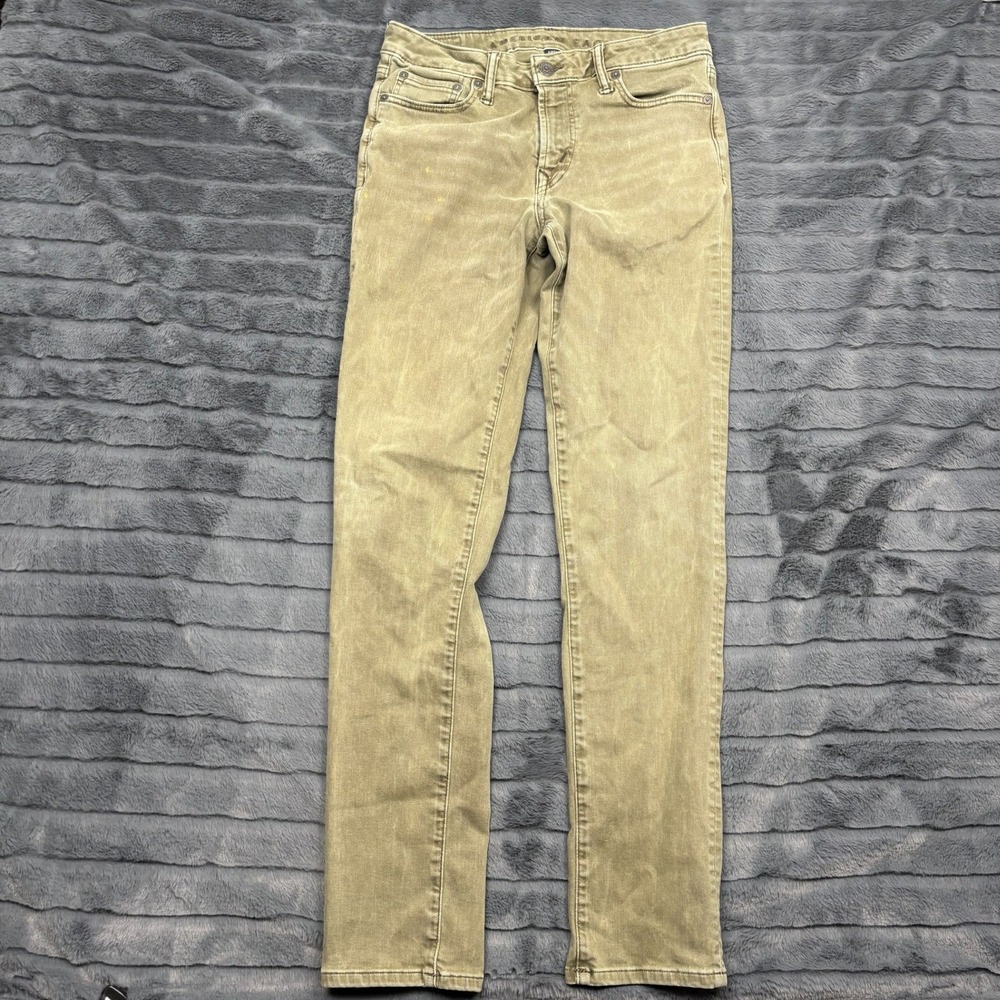 American Eagle Airflex+ Skinny Jeans Mens 29x34 Olive Green Khaki Stretch Denim